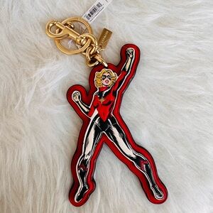Coach Marvel Collab Red and Gold Heroine Keychain